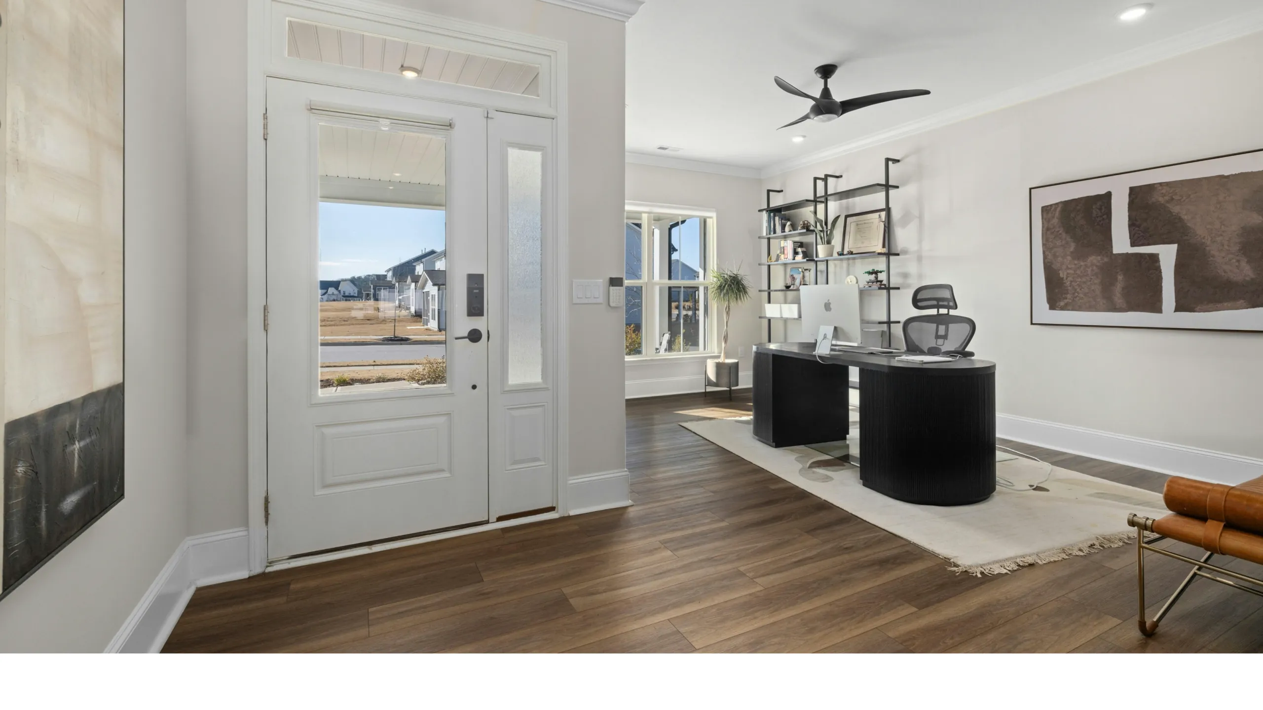 Bright Utah real estate office with neighborhood view