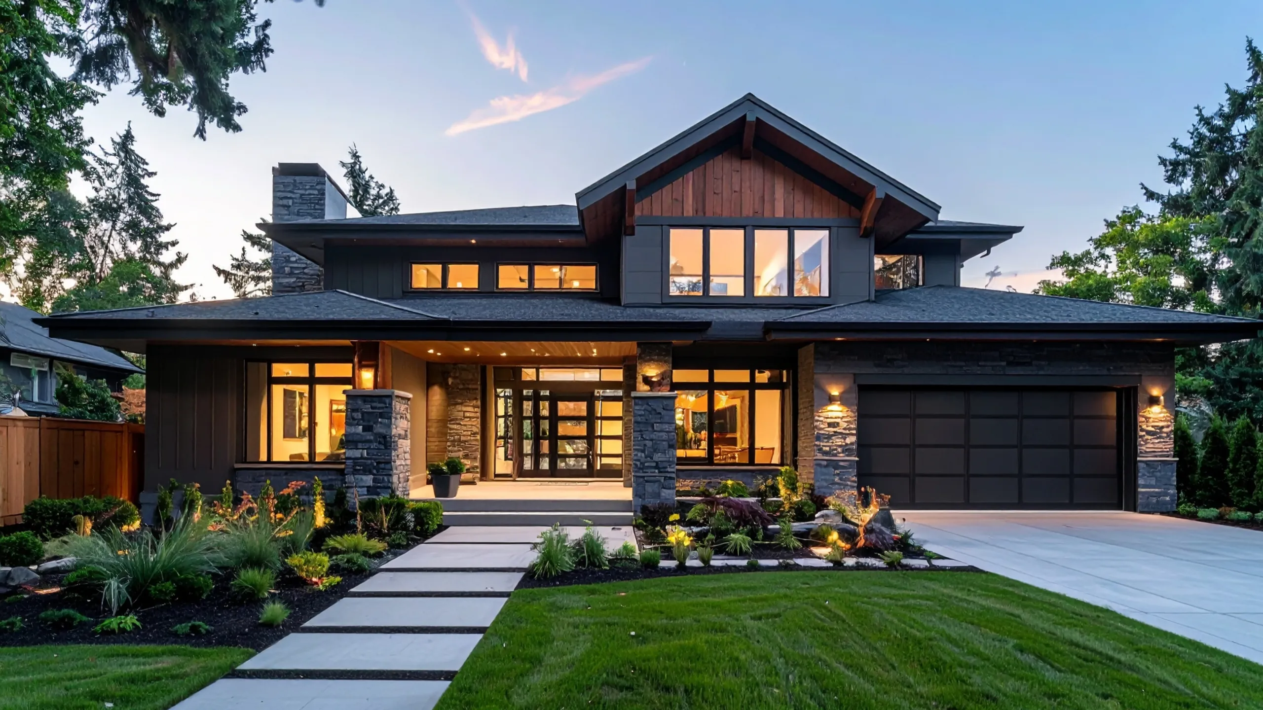 Newly built Utah home at dusk — Improvement Exchange